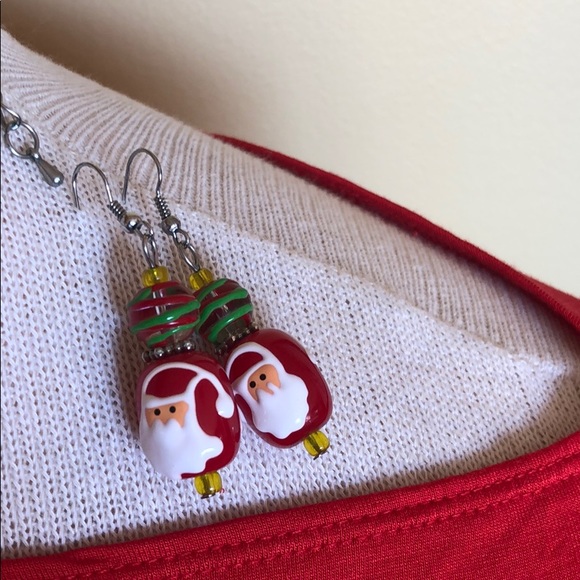 Christmas Jewelry Set Hand painted necklace, bracelet, & earrings - Picture 3 of 4